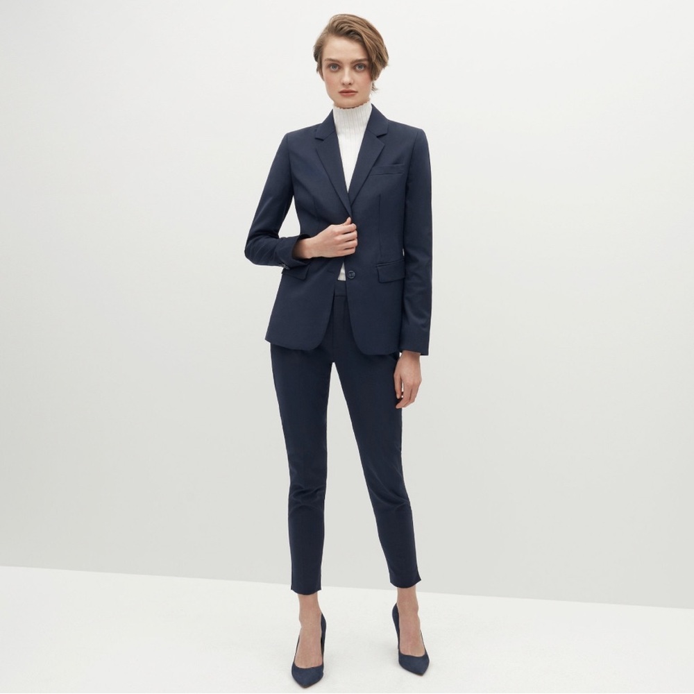 Suit Shop Women’s Navy Suit (Pant and Jacket). Pant Size 8 / Jacket Size 6.